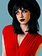 Cute Black Bob with Bangs Synthetic Lece Front Wigs