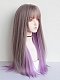 Evahair 2021 New Style Grey and Purple Mixed Color Long Straight Synthetic Wig with Bangs