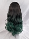 Evahair Dark to Green Ombre Long Wavy Synthetic Wig with Bangs