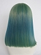 Evahair Blue and Green Mixed Color Medium Length Straight Synthetic Wig with Bangs