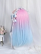 Evahair 2021 New Style Pink to Blue Ombre Long Straight Synthetic Wig with Bangs