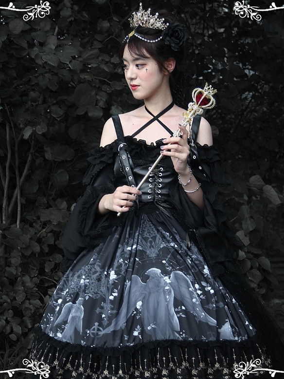 Evahair Vintage Angel printed lolita dress JSK