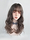 Evahair 2021 New Style Grayish Pink Long Wavy Synthetic Wig with Bangs