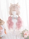 Evahair 2021 New Style Cute Blonde to Pink Ombre Long Wavy Synthetic Wig with Bangs