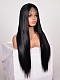 Evahair Fashion Style Black Long Straight Synthetic Wig