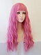 Evahair 2021 New Style Lolita Pink Long Wavy Synthetic Wig with Bangs