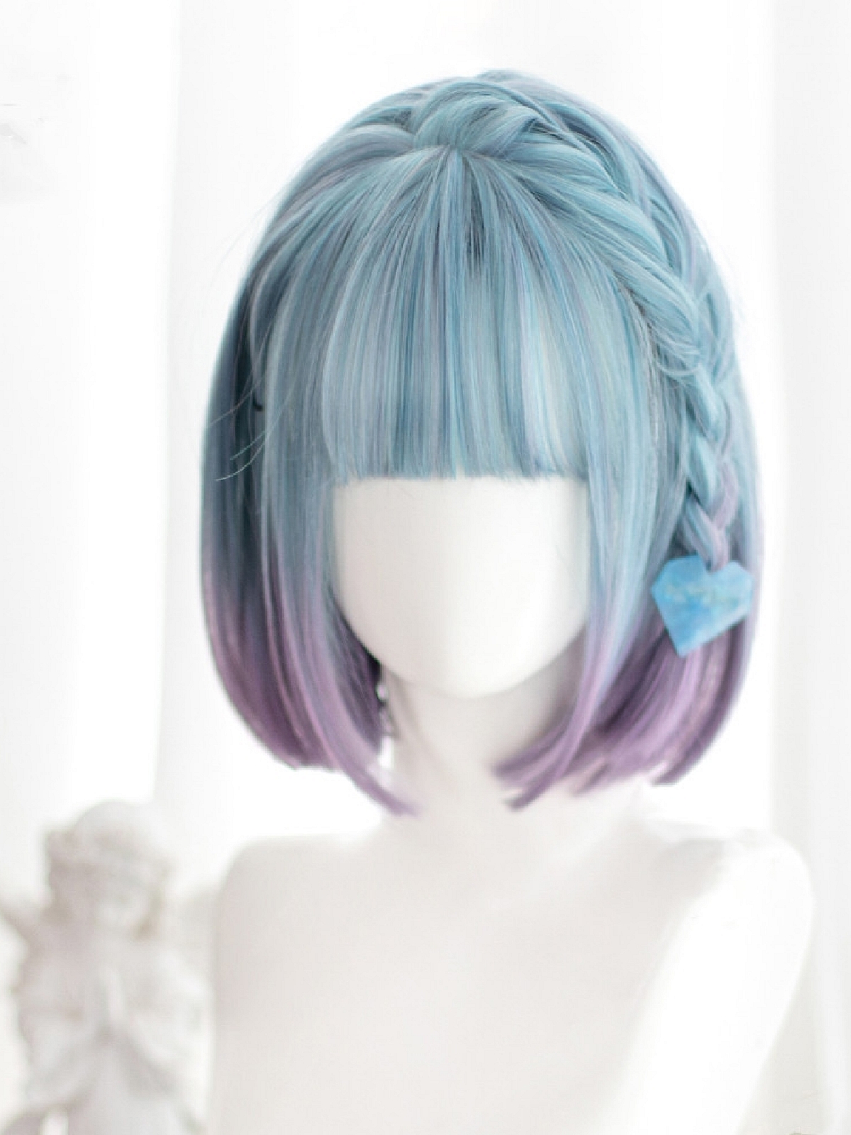 New Style Blue And Purple Short Straight Synthetic Wig - All Synthetic Wigs  - EvaHair