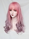 Evahair 2021 New Styke Pink Ombre Long Wavy Synthetic Wig with Bangs