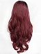 Evahair Fashion Style Cute Wine red Long Wavy Synthetic Wig