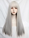 Evahair 2021 New Style Grey and Black Mixed Color Long Straight Synthetic Wig with Bangs