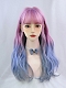 Evahair 2021 New Style Purple to Blue Ombre Long Wavy Synthetic Wig with Bangs