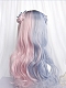 Evahair 2021 New Style Half Blue and Half Pink Medium Wavy Synthetic Wig with Bangs