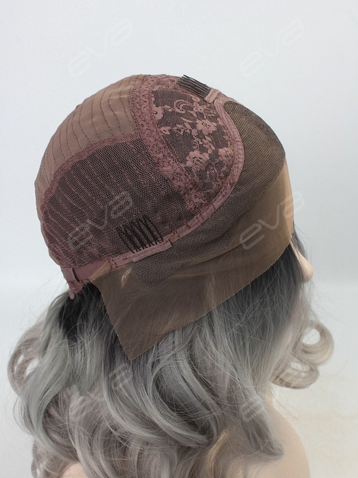 Grey Ombre Wavy Medium Length Synthetic Lace Front Wig