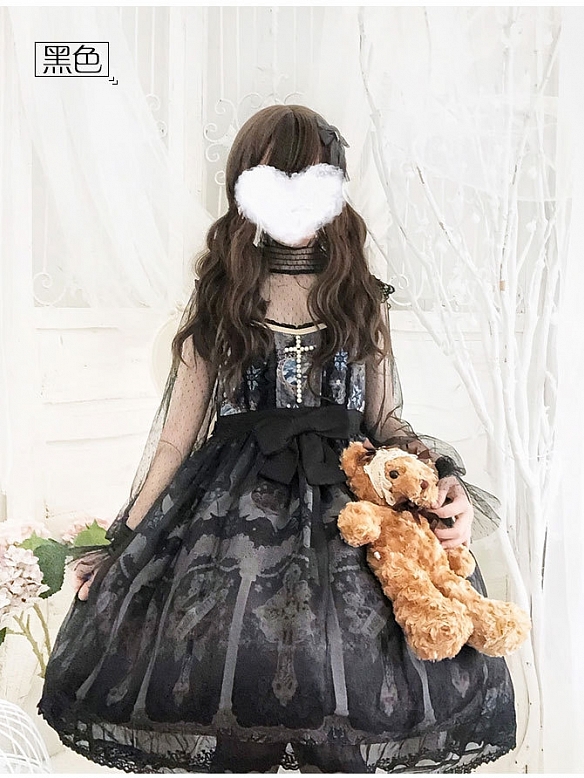 Evahair fashion black lolita dress with bowknot