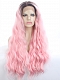 HOT INSTAGRAM CHIC PASTEL PINK WATER WAVY SYNTHETIC LACE FRONT WIG