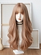 Evahair 2021 New Style Champagne Milk Tea Color Long Wavy Synthetic Wig with Bangs