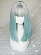 Evahair Silver to Bluish-Green Ombre Medium Straight Synthetic Wig with Bangs