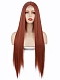 Wine red Long straight hair fiber headgear front lace wig