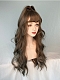 Evahair 2021 New Style Grayish Brown Long Wavy Synthetic Wig with Bangs