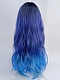 Evahair 2021 Special Offer Limited Blue and Purple Mixed Color Long Wavy Synthetic Wig with Bangs