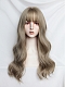 Evahair 2021 New Style Natural Brown Long Wavy Synthetic Wig with Bangs