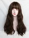 Evahair 2022 New Style Dark Brown Long Wavy Synthetic Wig with Bangs