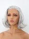 Silver Short Wavy Chin Length Synthetic Lace Front Wig