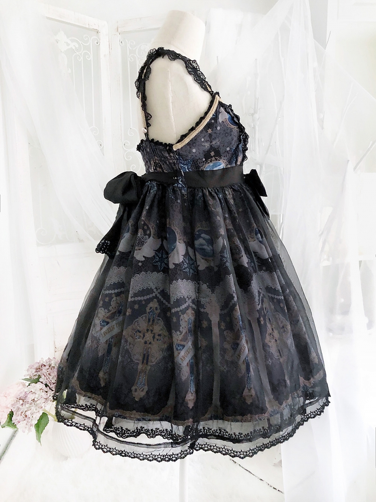 Evahair fashion black lolita dress with bowknot