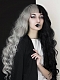 Gothic Half Black and Half Grey Water Wavy Quite Long Synthetic Lace Front Wig