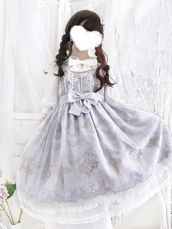 Evahair new style light purple lolita dress with nice bowknot