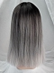 Evahair Black to Grey Ombre Medium Length Straight Synthetic Wig with Bangs