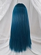 Evahair Bluish Green Long Straight Synthetic Wig with Bangs