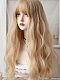Evahair 2021 New Style Golden Long Wavy Synthetic Wig with Bangs