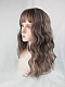 Evahair 2021 New Style Grayish Pink Long Wavy Synthetic Wig with Bangs