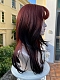 Evahair 2022 New Style Red to Black Ombre Long Straight Synthetic Wig with Bangs