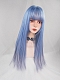 Evahair Blue and Grey Mixed Color Long Straight Synthetic Wig with Bangs