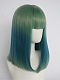 Evahair Blue and Green Mixed Color Medium Length Straight Synthetic Wig with Bangs