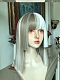 Evahair 2021 New Style Brown and White Medium Straight Synthetic Wig with Bangs and Hime Cut