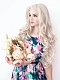Grayish Blonde Long Wavy Synthetic Lace Front Wig
