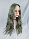 Evahair Cute Green Long Wavy Synthetic Wig with Bangs