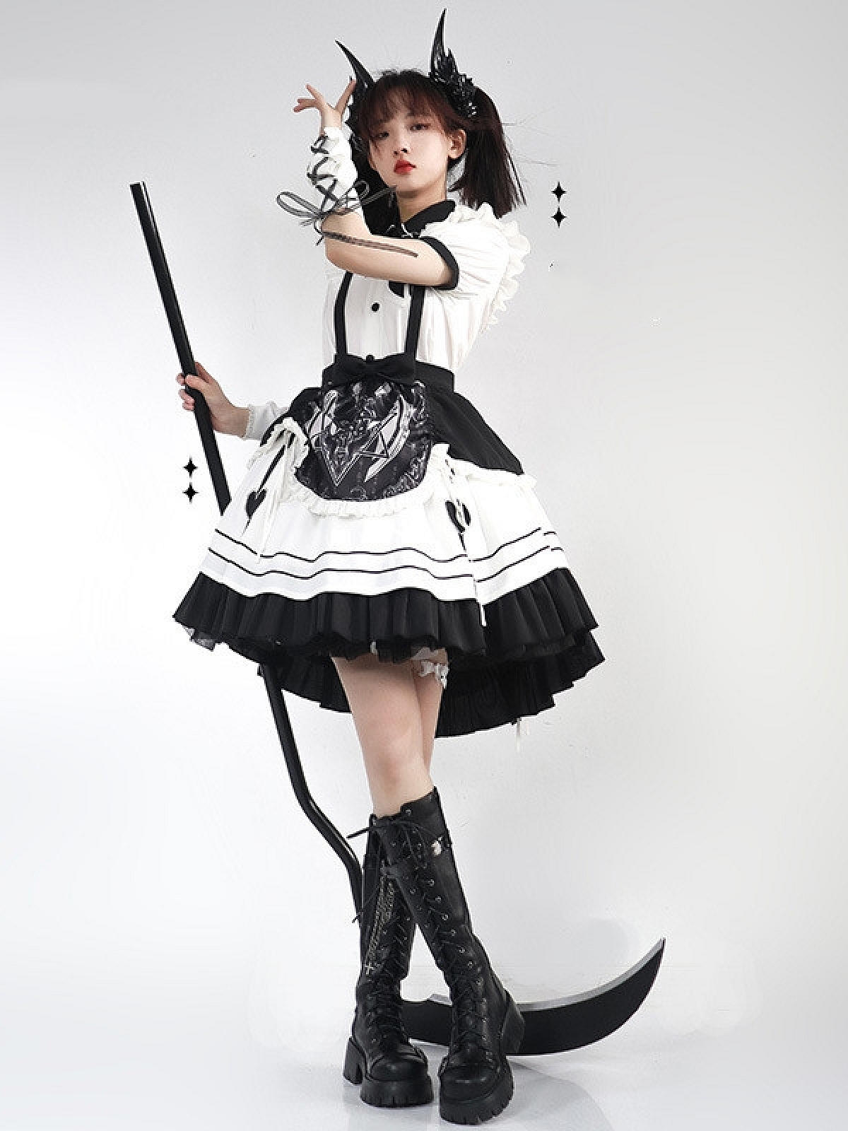 Evahair dark punk style maid shape lolita dress