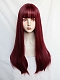 Evahair 2021 New Style Red Long Wavy Synthetic Wig with Bangs