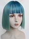 Evahair 2021 New Style Teal Green Short Straight Synthetic Wig with Bangs