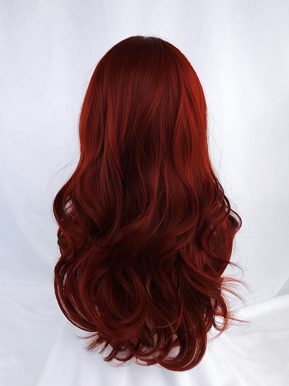 Wine red big wave centre parting vintage Lolita wig