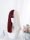 Evahair Half Red and Half White Medium Straight Synthetic Wig with Bangs