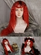 Evahair 2022 Vintage Style Red Long Wavy Synthetic Wig with Bangs and Dark Roots