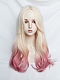 Evahair 2021 New Style Blonde to Pink Ombre Long Wavy Synthetic Wig