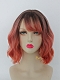 Pinky Orange Wavy Bob Synthetic Wig with Wispy Fringes