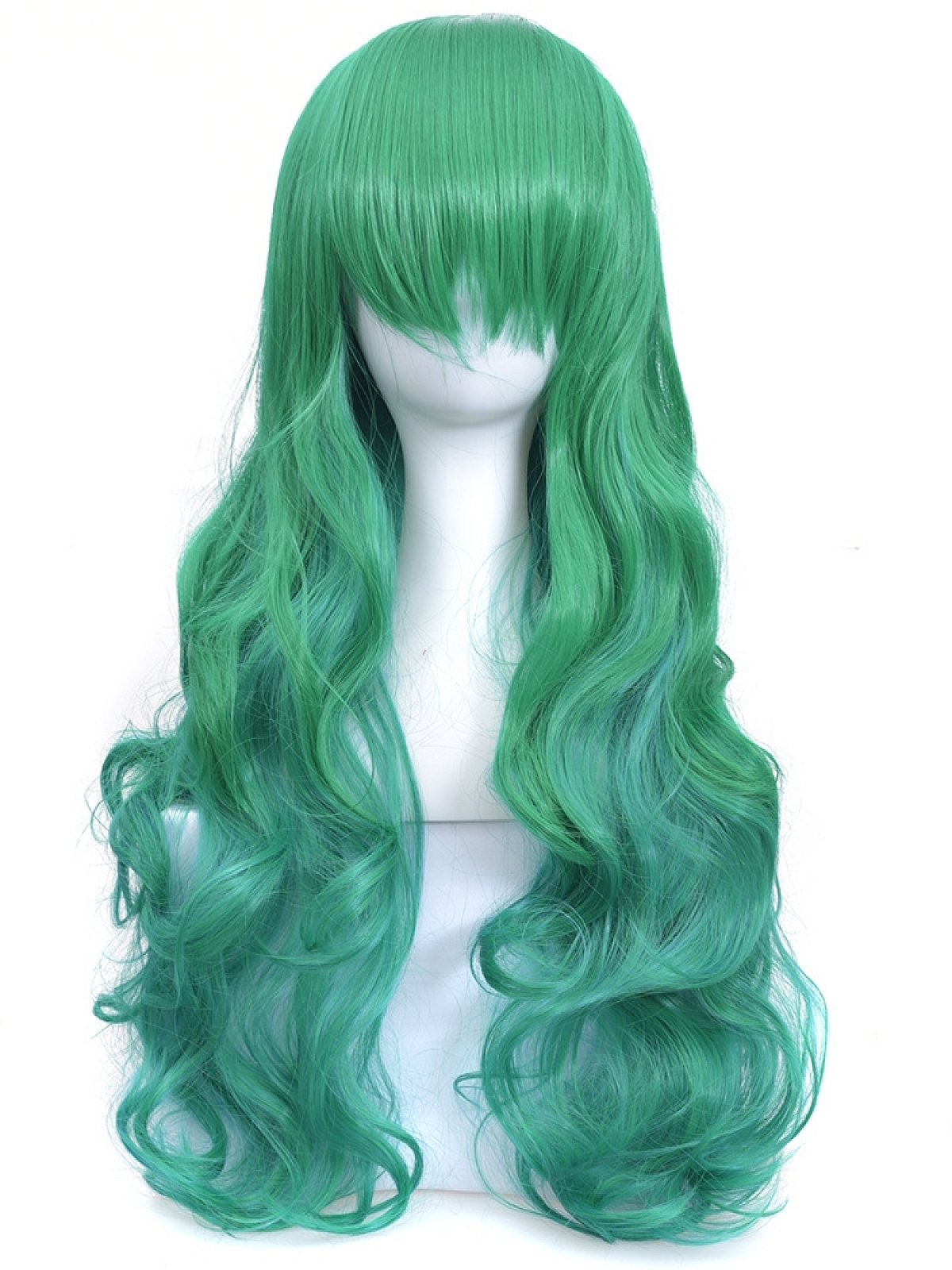 Lolita Halloween cosplay gradient green long curly wig