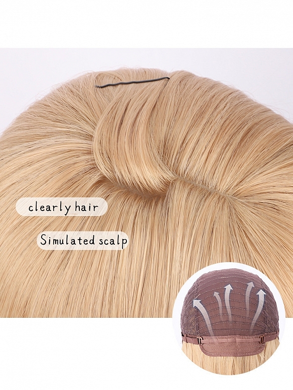 2022 vintage style gold long straight synthetic wig